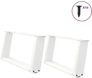 Table legs VidaXL, set of 2, white steel, height 60 cm, adjustable length 30–31 cm