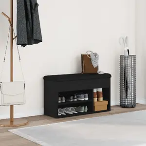 Обувная скамья VidaXL модель 862989 — сиденье MDF «черный дуб», обивка из черной искусственной кожи