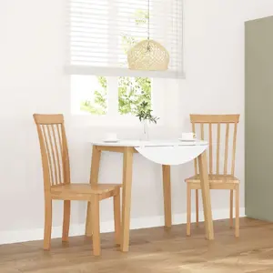 Dining Chairs VidaXL set of 2 Natural Solid Rubberwood — wood seat and back, wooden legs