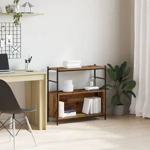 Shelf unit VidaXL 862931 smoked oak wood and metal, medium height, smoked oak shelves