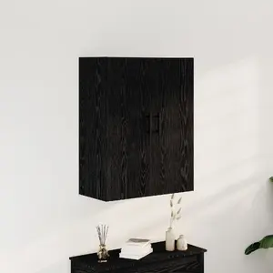 Настенная шкаф‑полка VidaXL MDF с отделкой «черный дуб» — средний размер, шпон черного дуба
