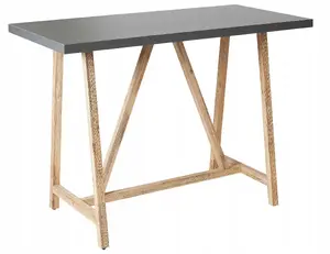 Dārza betona galds Beliani TALAMONE 140 x 70 cm gaišas koksnes virsma ar pelēku betona pamatni