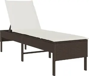 Шезлонг уличный с подушкой VidaXL Polirattan 55x200x44 см Коричневый