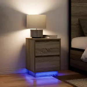 Набор прикроватных тумб VidaXL с LED-подсветкой, отделка Дуб Сонома, 38×34×50 см