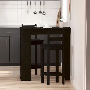 Bāra galds VidaXL modelis 862706 — taisnstūra vidējā augstuma galds, melnais ozols, ciets koks