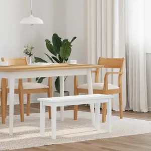 Деревянная скамья VidaXL 90 см белая из цельного каучукового дерева