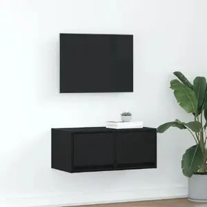 Тумба под TV VidaXL модель 861492, цвет черный дуб, клееное дерево, 60×31×25,5 см