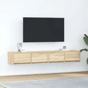 Тумбы под ТВ VidaXL модель 861513, шпон дуба Сонома, 80×31×25,5 см каждая, клееная древесина