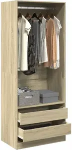 Шкаф VidaXL 80x50x200 см, дуб Сонома, древесностружечный материал