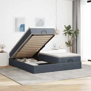Bed frame ottoman VidaXL with mattresses, grey, 200x200 cm, velvet