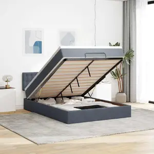 Каркас кровати с подъёмным коробом и матрасом VidaXL 140x190 см серый велюр