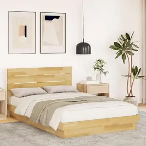 Каркас кровати с изголовьем VidaXL 120x200 см массив дуба, без матраса
