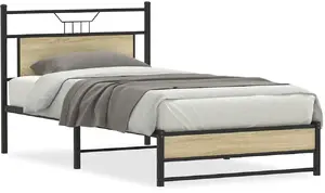 Каркас кровати VidaXL модель 4106958, клееный дуб Sonoma, 107×203 см, без матраса