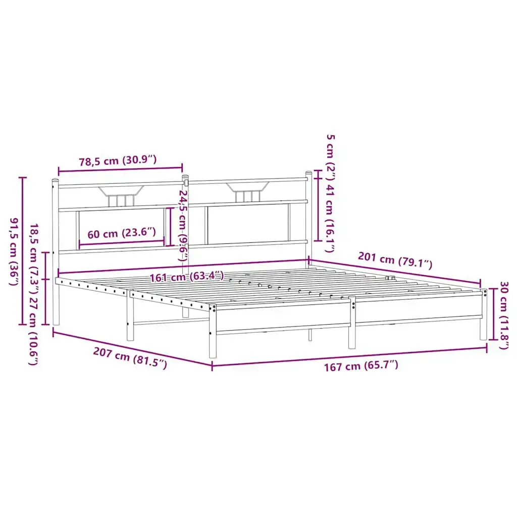 VidaXL gultas rāmis 4106893 — ozols, 167×207 cm Photo 10