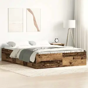 Каркас кровати VidaXL 3328883 Stare drewno 140×190 см клееное дерево (без матраса)