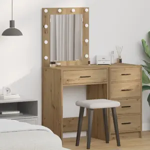 Зеркало для туалетного столика VidaXL 50 x 41 x 135 см, МДФ с имитацией дуба и стекло