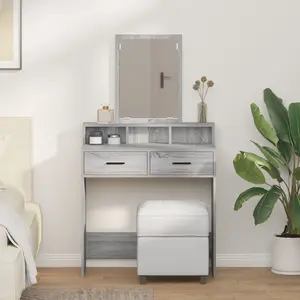 Зеркало VidaXL 79 x 41 x 140 см, каркас из серого дуба Sonoma (инженерная древесина)
