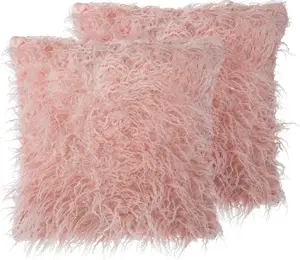 Decorative Faux-Fur Cushion Set Shumee DAISY 45 x 45 cm, 2-piece, Pink