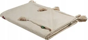 Throw Blanket Beliani DEOGHAR 130 x 180 cm cotton beige-brown