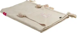 Cotton Throw Blanket Beliani NANDYAL 130 x 180 cm beige-pink
