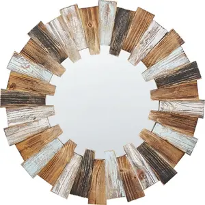 Wall Mirror Beliani ECATEPEC 66 cm, light wood frame