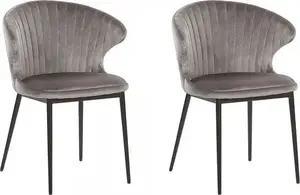 Dining chair set Beliani AUGUSTA, 2-piece, grey velvet upholstery