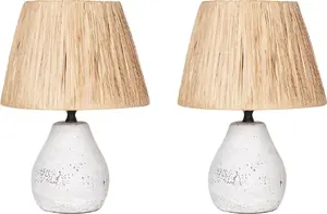 Table lamp Beliani ARWADITO set of 2 ceramic bedside lamps white