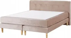 Кровать континентальная Beliani MARQUISE 160 x 200 см бежевый велюр