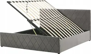 Кровать с ящиком Beliani ROCHEFORT 160 x 200 см велюр серая