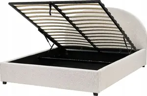 Тканевый кровать с ящиком 160 x 200 см Beliani Vaucluse, слоновая кость