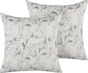 Decorative cushion set Beliani ARBOR 2 pcs 45 x 45 cm beige floral