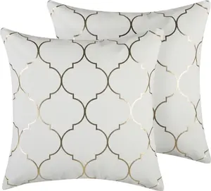 Decorative Cushion Set Beliani ALYSSUM 2 pcs 45 x 45 cm Moroccan Clover pattern white