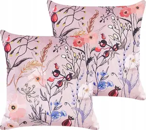 Decorative velvet cushion set Beliani Anemones — 2 cushions, pastel pink, plush upholstery
