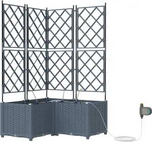 Flower pots VidaXL set of 3 with self-watering system, light gray