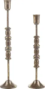 Metal Candle Holders Set of 2 Beliani SALAMINA — Gold finish