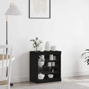 Комод-тумба VidaXL 863044 с дубовым шпоном, черный дуб