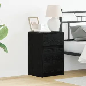 Bedside table VidaXL model 868932 in Black Oak finish with LED, engineered wood