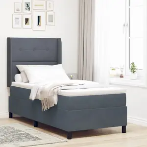 Континентальная кровать с матрасом VidaXL 100x200 см, темно‑серый велюр