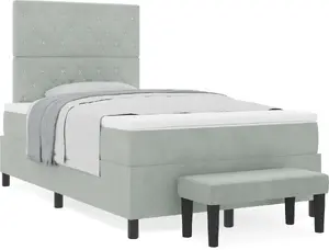 Кровать Box Spring с матрасом и скамьей VidaXL 120x190 см Светло-серая