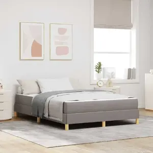 Gulta ar atsperu matraci VidaXL taupe brūna 140 x 190 cm