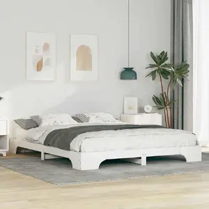 Каркас кровати с хранением VidaXL 160 x 210 см, белая деревянная решетчатая основа