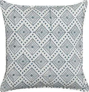 Decorative cotton cushion Beliani Cordata 45 x 45 cm blue with white oriental pattern