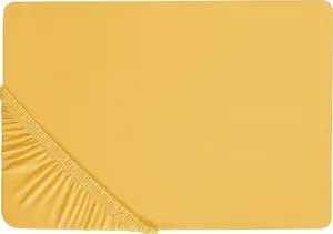 Хлопковая простыня на резинке Beliani 90 x 200 см горчичная JANBU