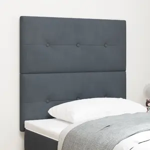 Кровать с LED-подсветкой VidaXL 100 см тёмно-серая велюровая