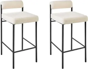 Bar stool set Beliani AMAYA Boucle — 2 pieces, boucle upholstery, off-white