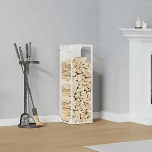 Firewood Rack VidaXL 25x25x80 cm white — metal firewood storage stand