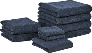Towel set Beliani MITIARO — 9-piece cotton terry towels, dark blue