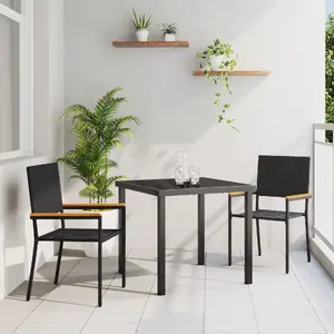 Āra saliekamie krēsli VidaXL modelis 42006825 — komplekts 2 gab. ar spilveniem, melns rattan poliesteris