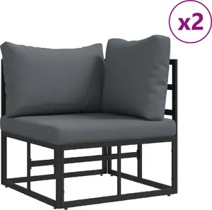 Комплект уличных диванов VidaXL 7 предметов Черный Алюминий 70 x 70 x 32 см