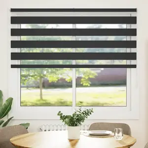 Рулонная штора зебра VidaXL, черная, ширина ткани 150,9 см, полиэстер